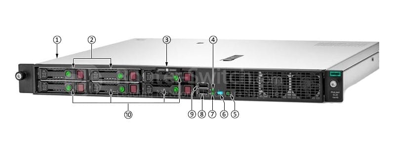 HPE DL20 Gen10 4(+2) SFF front panel