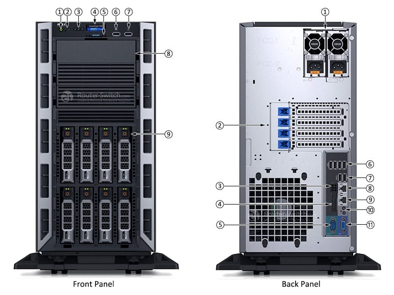 dell-poweredge-t330-server Front and Back Panel